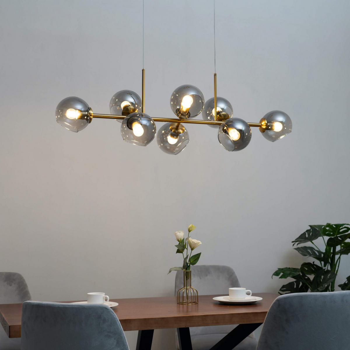 HÄNGELEUCHTE Carlotta, Gold / Messing, 110cm - Goldfarben, Glas (110/35/31cm) - KOSILUM