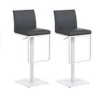 BARHOCKER 2er Set Lederlook Grau - Weiß/Grau, Textil/Metall (42/86/44cm) - CLP