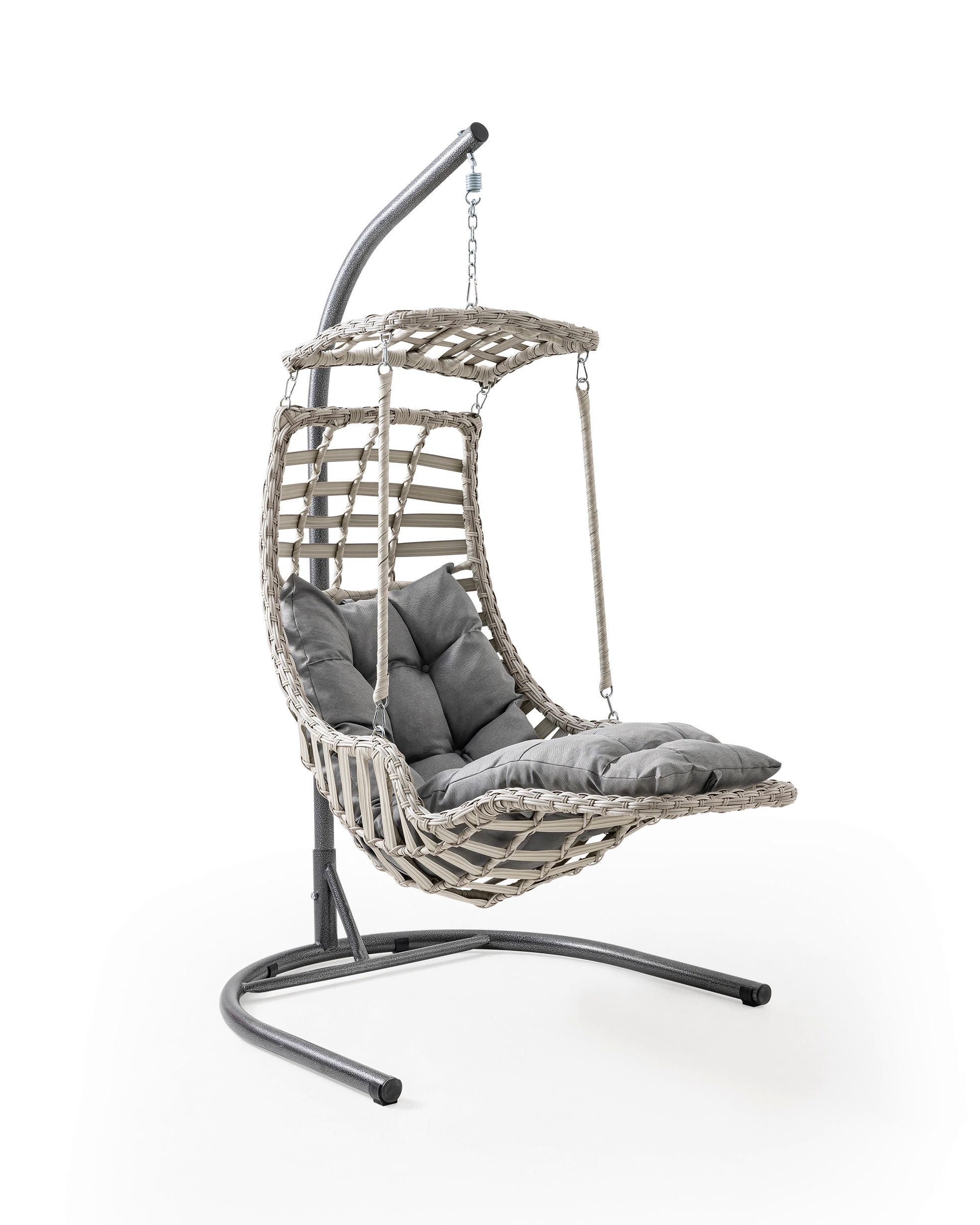 HÄNGESESSEL Gartenschaukel Rattan mit Gestell Hängeschaukel Alaca Weiß - Weiß, Metall (120/212/106cm) - Gowoll