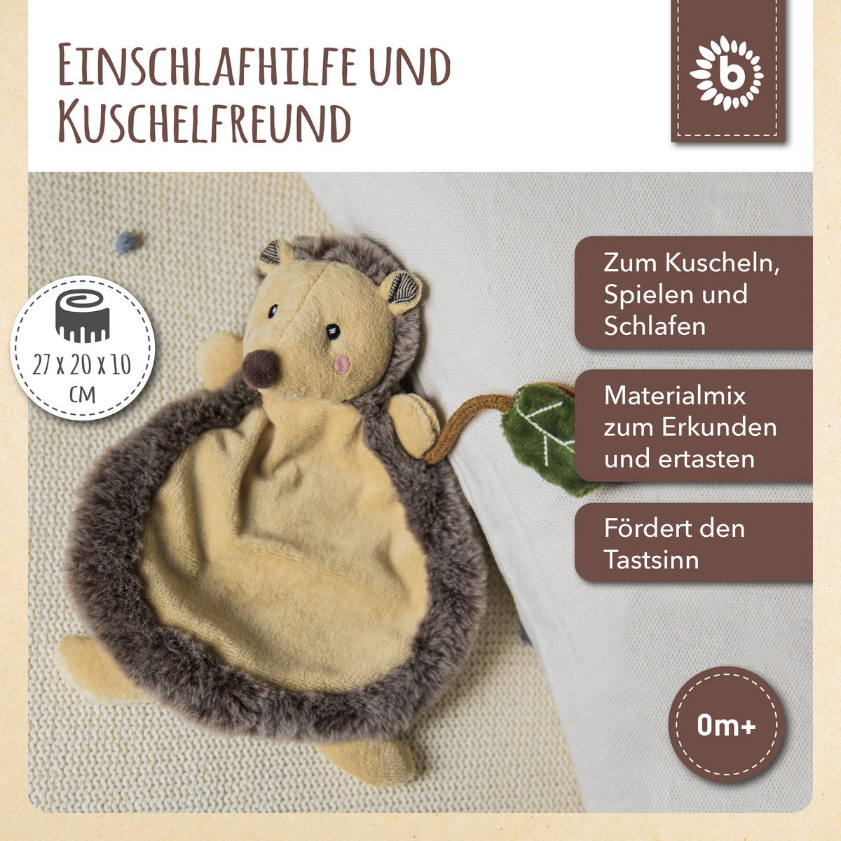 SCHMUSETUCH Baby Igel - Braun, Textil (20/10cm) - Bieco Spielwaren