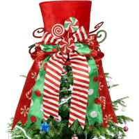 WEIHNACHTSBAUMSPITZE 30 cm Rot mit Schleifenband und Lutscher - Multicolor, Textil (15cm)