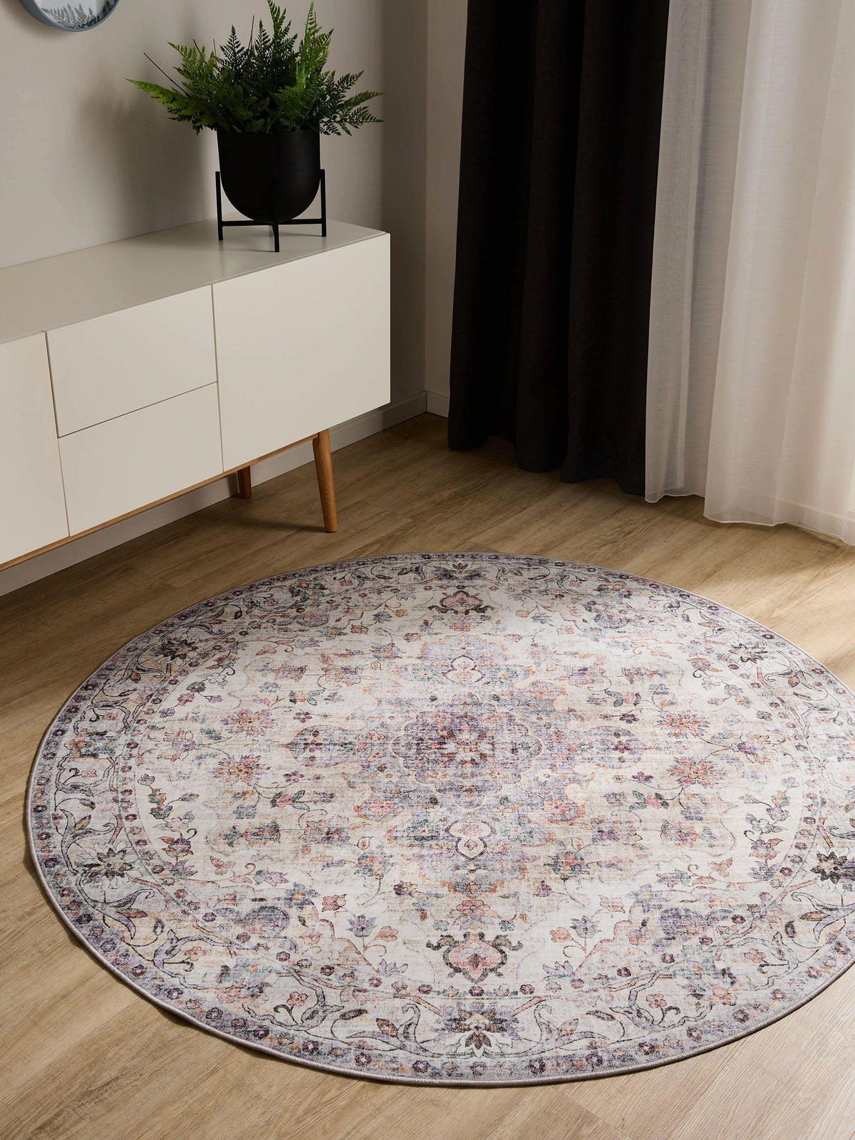 VINTAGE-TEPPICH George waschbar ø 160 cm rund - Multicolor, Kunststoff (160/160cm) - benuta