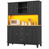 HOCHSCHRANK mit LED-Beleuchtung 120x40x180 cm MDF Schwarz/Natur - Schwarz, Holzwerkstoff (29/180/120cm) - Meubliv