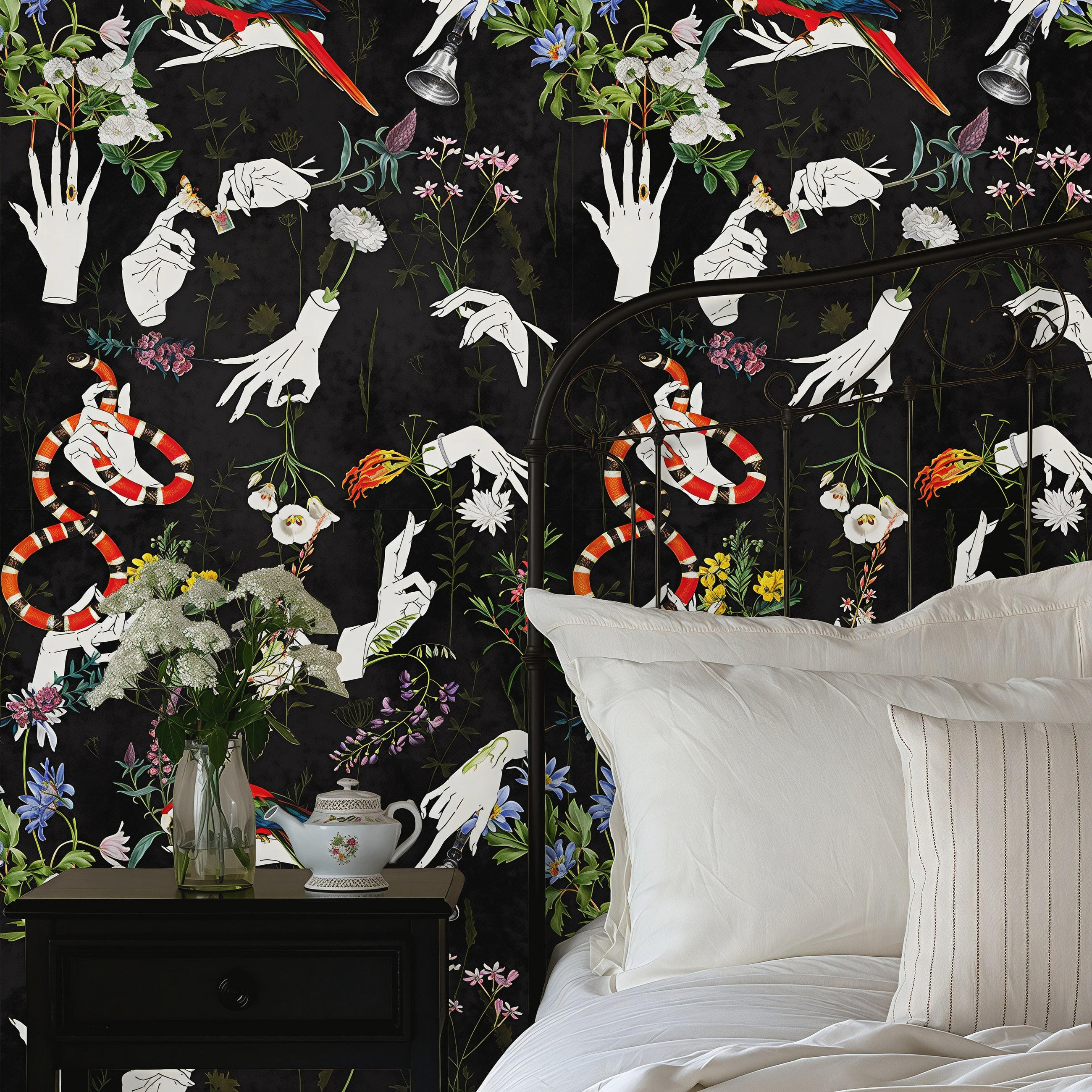 TAPETE Gothic aus echtem Papier, 200x280cm, 8 Bögen - Schwarz, Papier (200/280cm) - WALLPAPERS4BEGINNERS