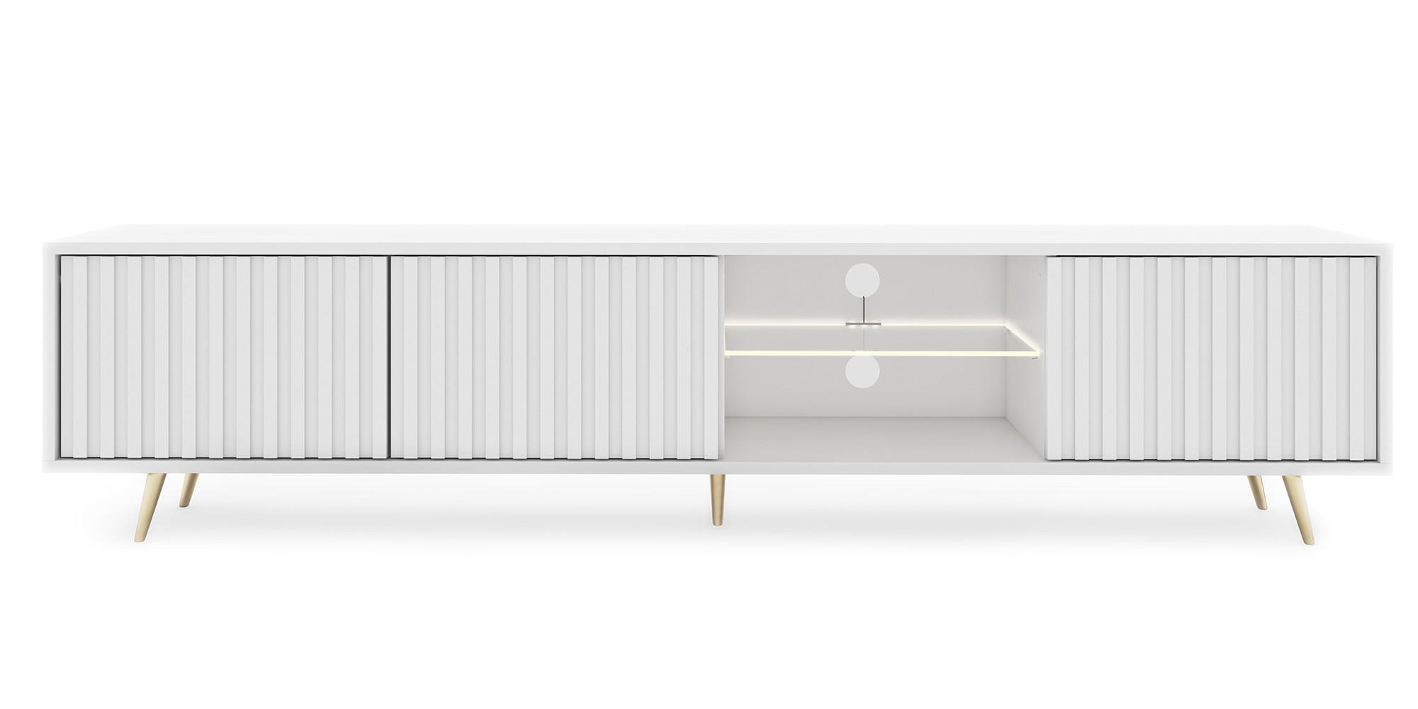 TV-SCHRANK Bello Weiß Gold 175 cm - Weiß, Holzwerkstoff (175/43.5/31.3cm) - Selsey