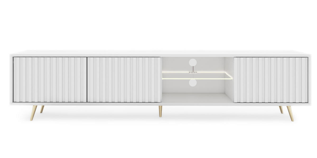 TV-SCHRANK Bello Weiß Gold 175 cm - Weiß, Holzwerkstoff (175/43.5/31.3cm) - Selsey