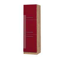 HERDUMBAUSCHRANK Fame-Line Bordeaux Hochglanz 60 cm - Honigeiche/Bordeaux, Holzwerkstoff (60/206.8/58cm) - Vicco