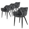 STUHL Samt Anthrazit 4er Set - Anthrazit, Metall (60/82/57cm) - ML-DESIGN