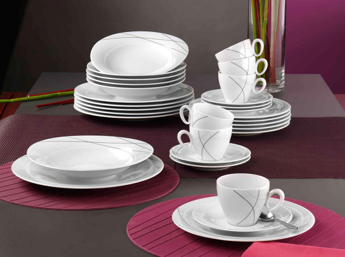 FRÜHSTÜCKSUNTERTASSEN Trio Highline weiß-grau ø 17,5 cm 6er Set - Weiß/Grau, Keramik (17.5cm) - Seltmann Weiden
