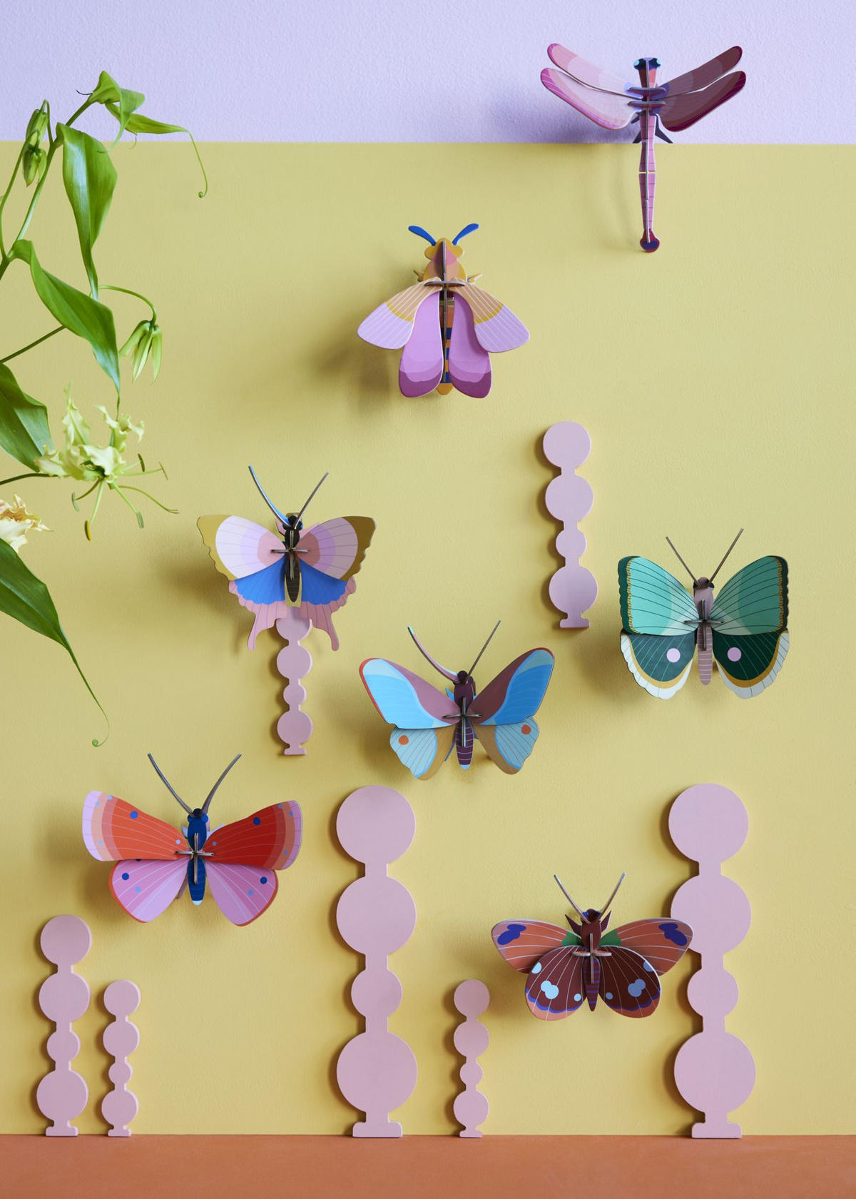 WANDDEKO Sanfte Flügelpracht 6/15 cm - Multicolor, Wellpappe (6/15/14cm) - KUNSTLOFT