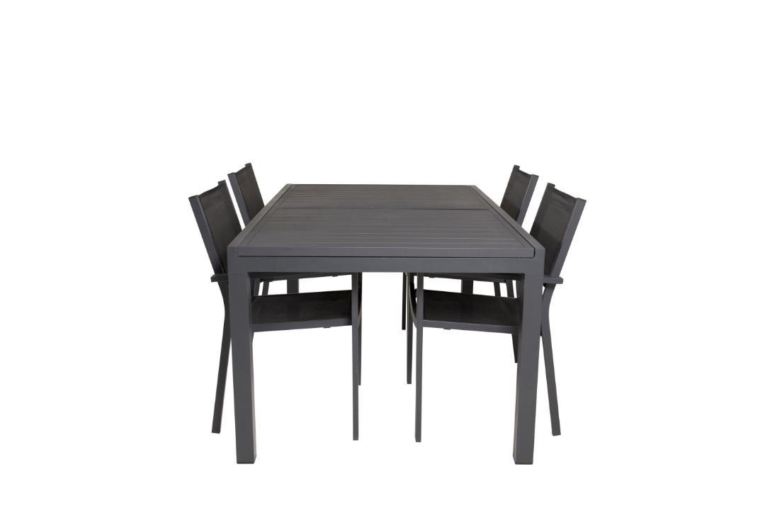 GARTENSET, Marbella, Tisch Schwarz, Metall, 100 x 160 x 75 cm, 5-teilig - Schwarz, Metall - ebuy24