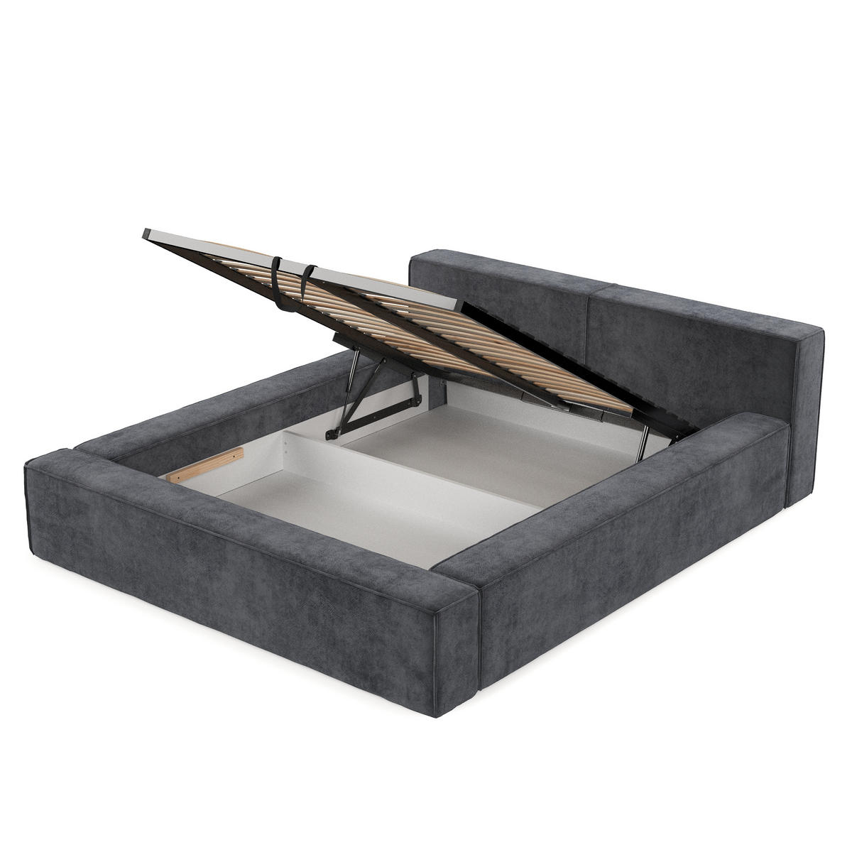 POLSTERBETT Casto mit Stauraum 200/200 cm Anthrazit im Terra NW Stoff - Anthrazit/Schwarz, Holz/Holzwerkstoff (200/200cm) - AltaBeds