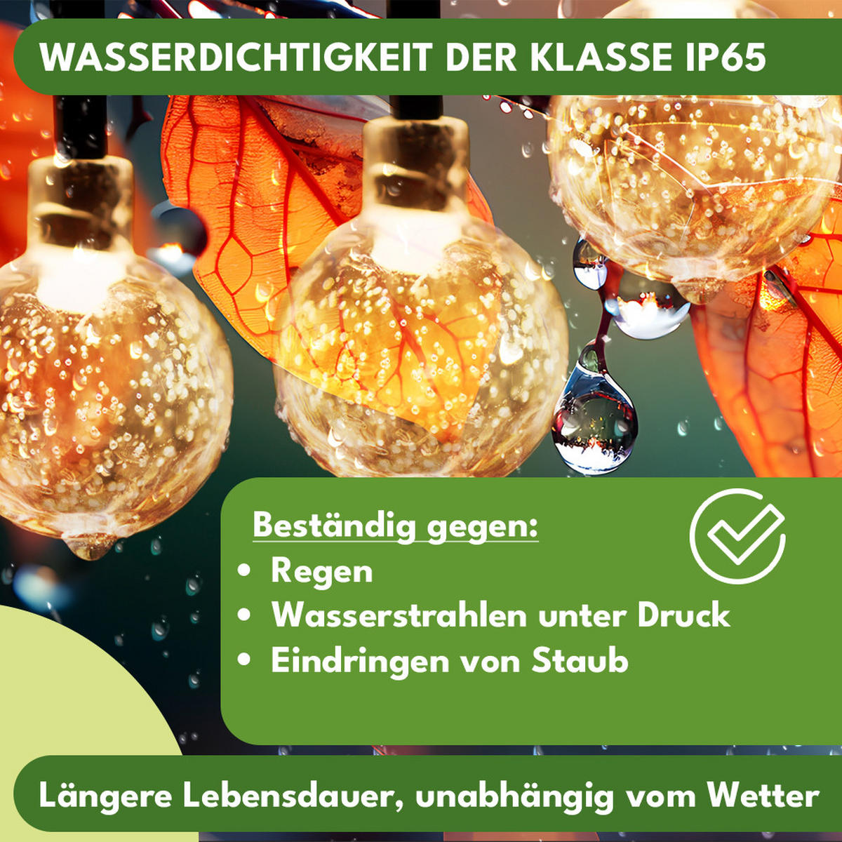 SOLAR-LICHTERKETTE Outdoor LED Gartenbeleuchtung 7m - Schwarz, Kunststoff (700/10/10cm) - KRUMAD
