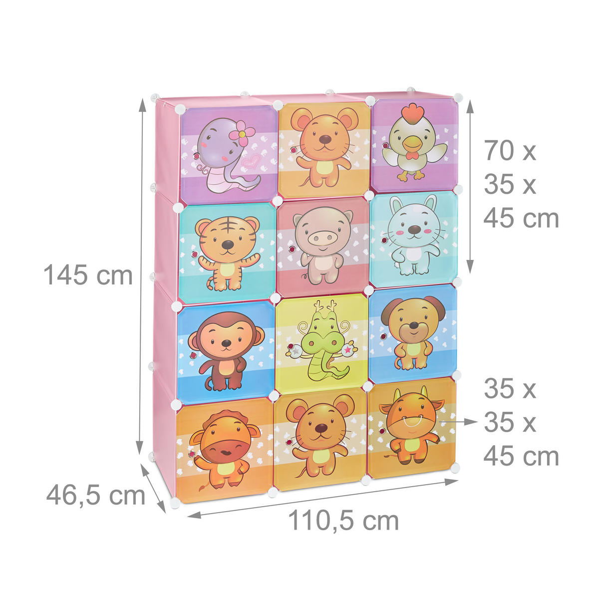 STECKREGAL Kinderzimmer - Multicolor, Kunststoff/Metall (110/145/46.5cm) - Relaxdays