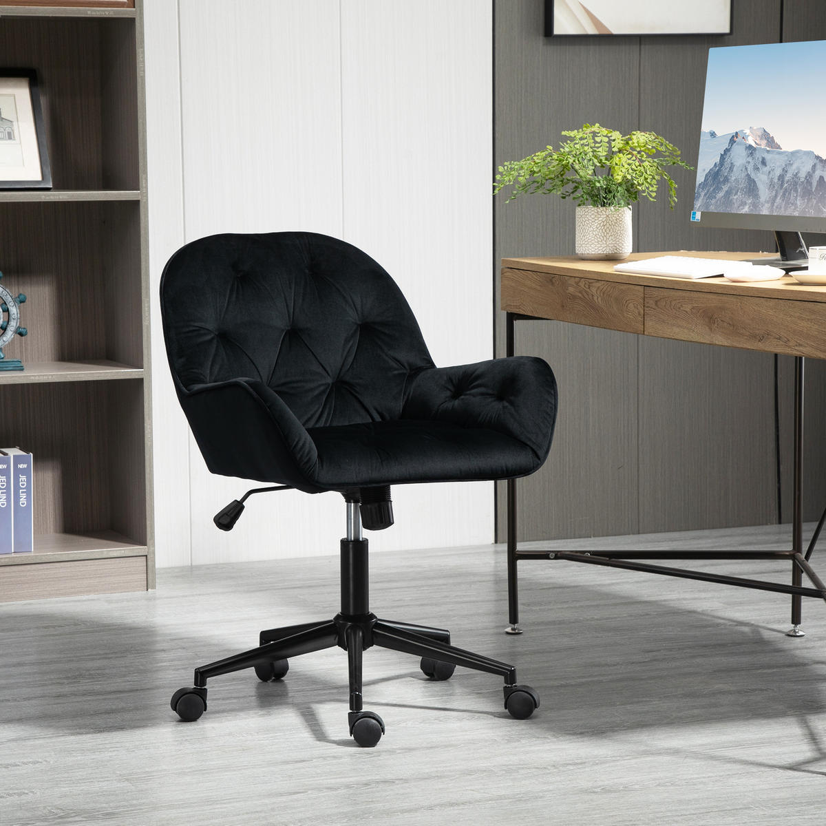 BÜROSESSEL Drehstuhl höhenverstellbarer ergonomisch Büro Schwarz - Schwarz, Kunststoff (61/91/60cm) - Vinsetto