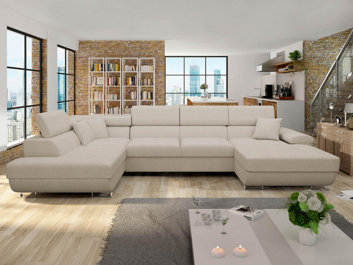 WOHNLANDSCHAFT Cotere Bis Premium, Seite: Links - Beige, Holz/Textil (345/91/202cm) - MIRJAN24