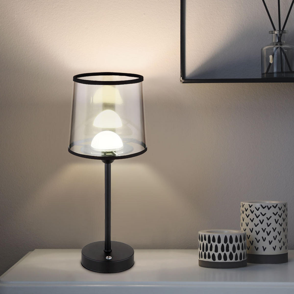 LED TISCHLEUCHTE Lunki Metall Schwarz - Schwarz, Kunststoff (14/14/35cm) - Globo Lighting