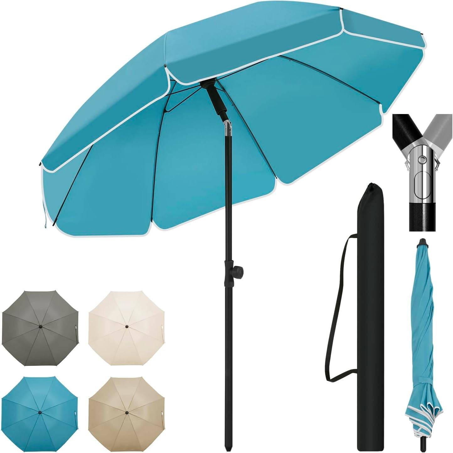 SONNENSCHIRM, Balkonschirm Strandschirm UV-beständig wasserdicht - Blau, Metall (155/155cm) - Woltu