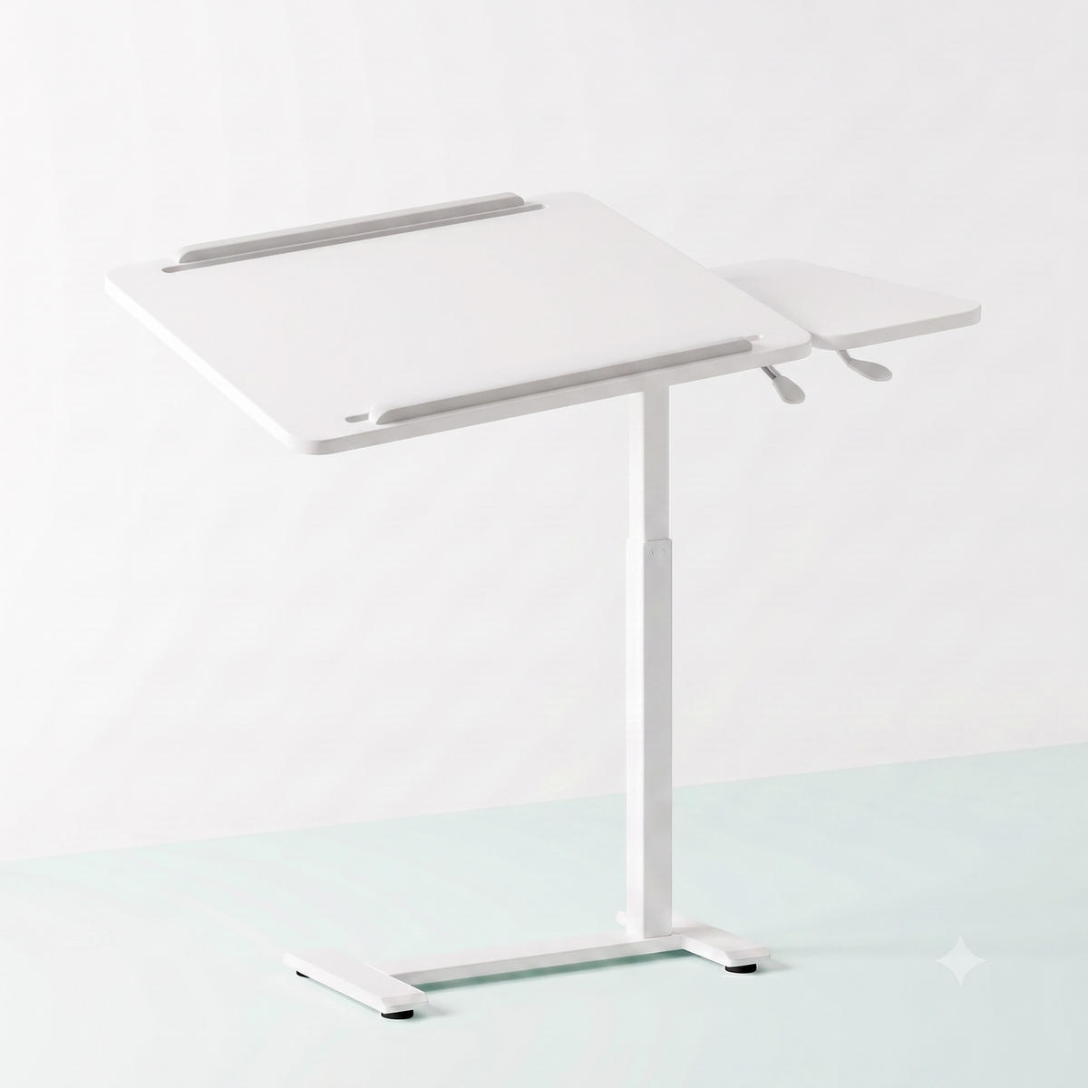 STEHPULT Weiß höhenverstellbar auf Rollen Stahl MDF 67,5 bis 102 cm - Weiß, Holzwerkstoff/Metall (40/68/102cm) - Relaxdays