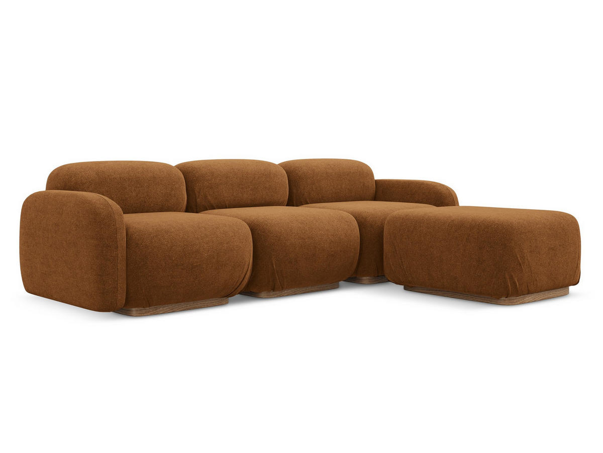 ECKSOFA Beidseitig Bouclé Stoff Orange - Pink/Terra cotta, Holz/Textil (270/190cm) - Makamii