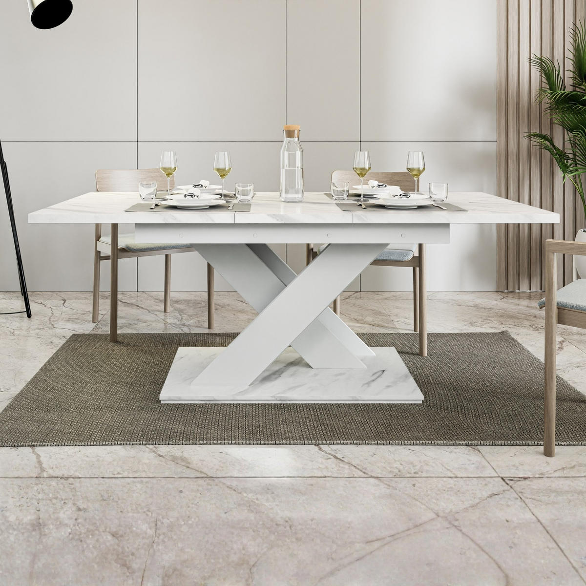 ESSTISCH Bianco Weiß Marmoptik Ausziehbar 140 - 180 cm - Weiß, Holzwerkstoff (140/80/75cm) - PROSPERO