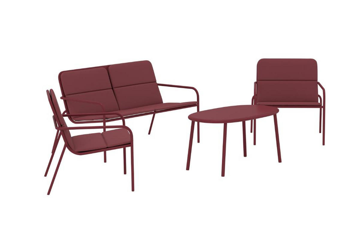 GARTENSET, Fourni, Bordeaux, Stahl, 50 x 90 x 45 cm, 4-teilig - Bordeaux, Metall - ebuy24