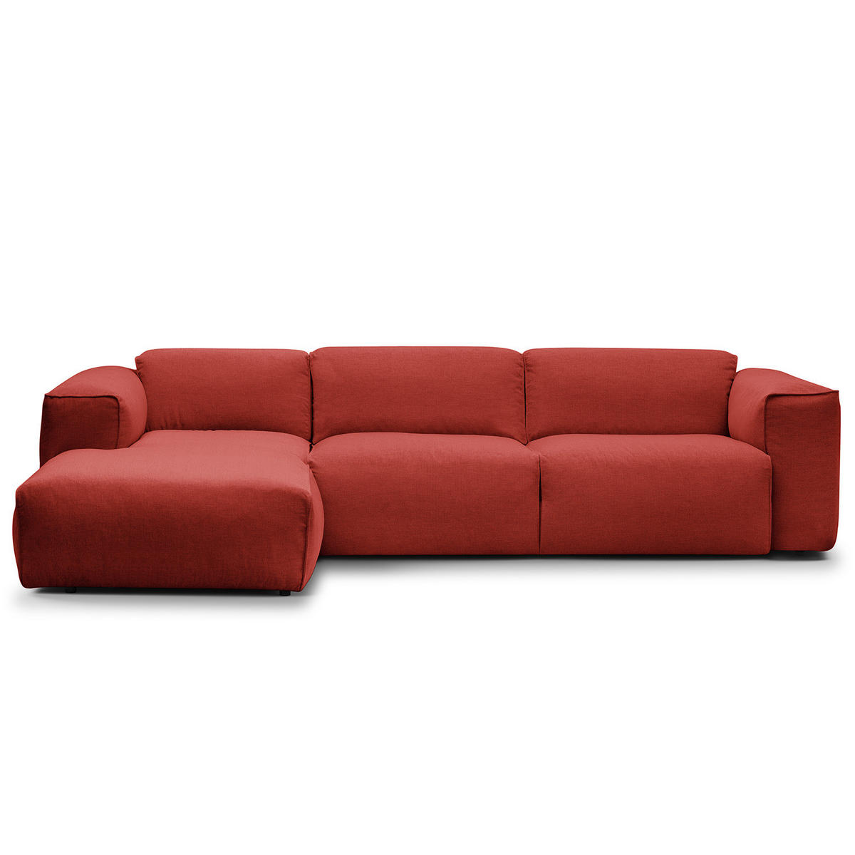 3-SITZER ECKSOFA mit Longchair - Rot/Schwarz, Kunststoff/Textil (284/173cm) - home24
