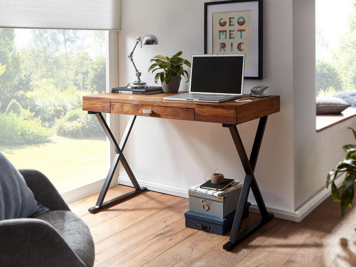 ARBEITSTISCH DALEY Massivholz Sheesham - Braun, Holz (55/120/78cm) - tinkaro