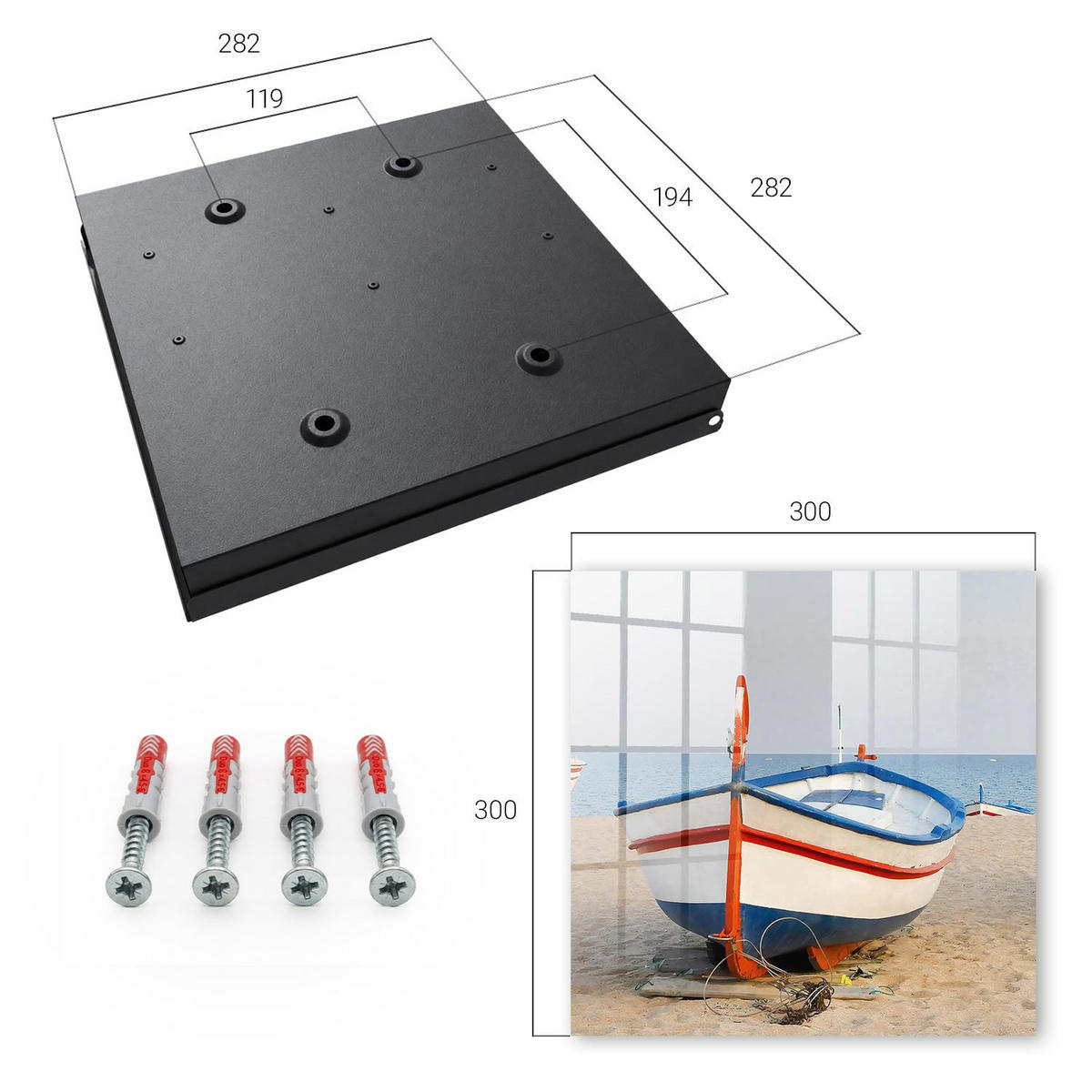 SCHLÜSSELBOX Schwarz 30x30 cm- Türöffnung nach rechts - Sommerkreuzfahrt - Gelb, Metall (30/30/5cm) - TULUP