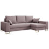 ECKSOFA Dorian Velvet Rosa - Goldfarben/Rosa, Textil/Metall (242/138cm) - MKS