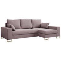 ECKSOFA Dorian Velvet Rosa - Goldfarben/Rosa, Textil/Metall (242/138cm) - MKS