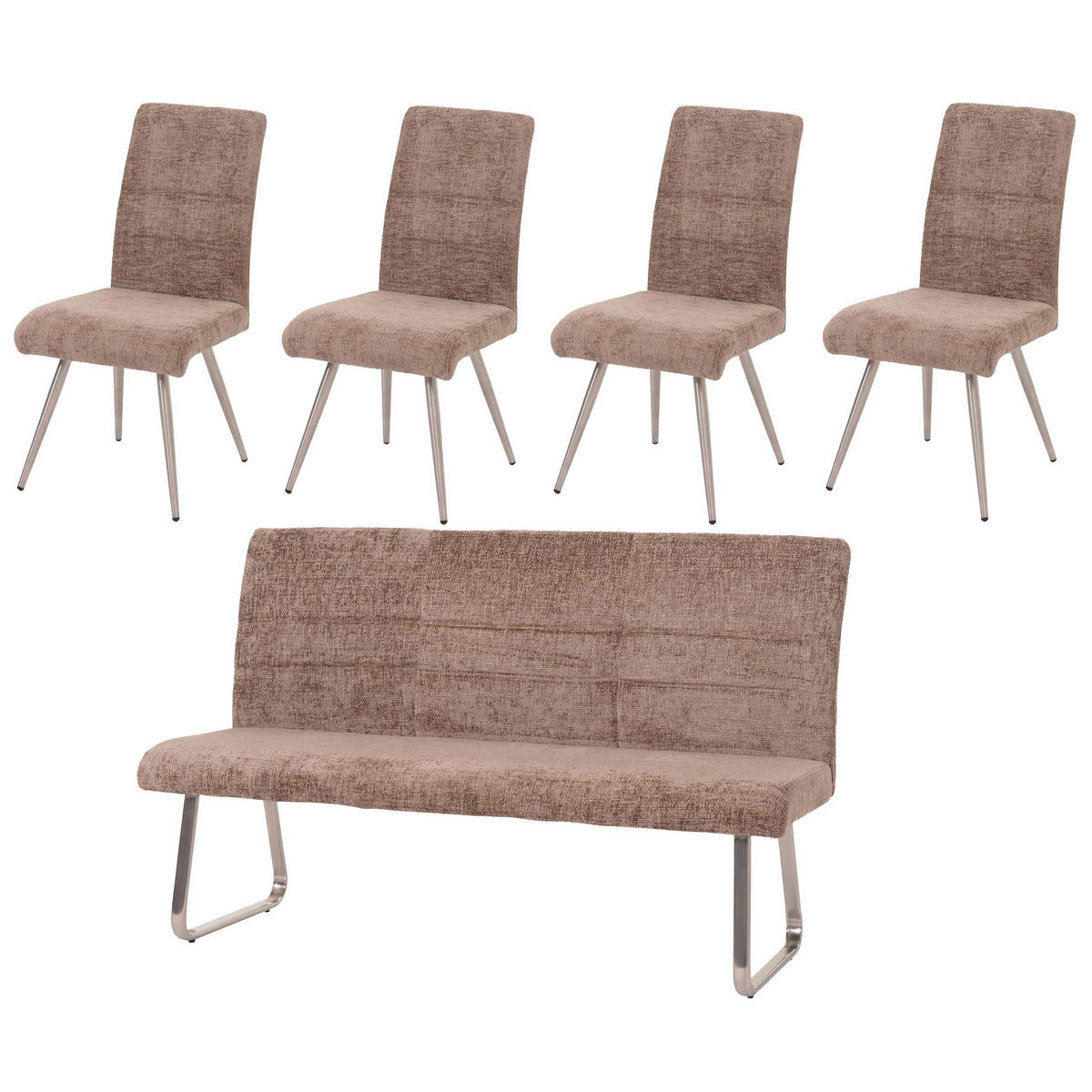 ESSZIMMER-SET Braun 5er-Set - Braun, Textil (180/99/65cm) - MCW