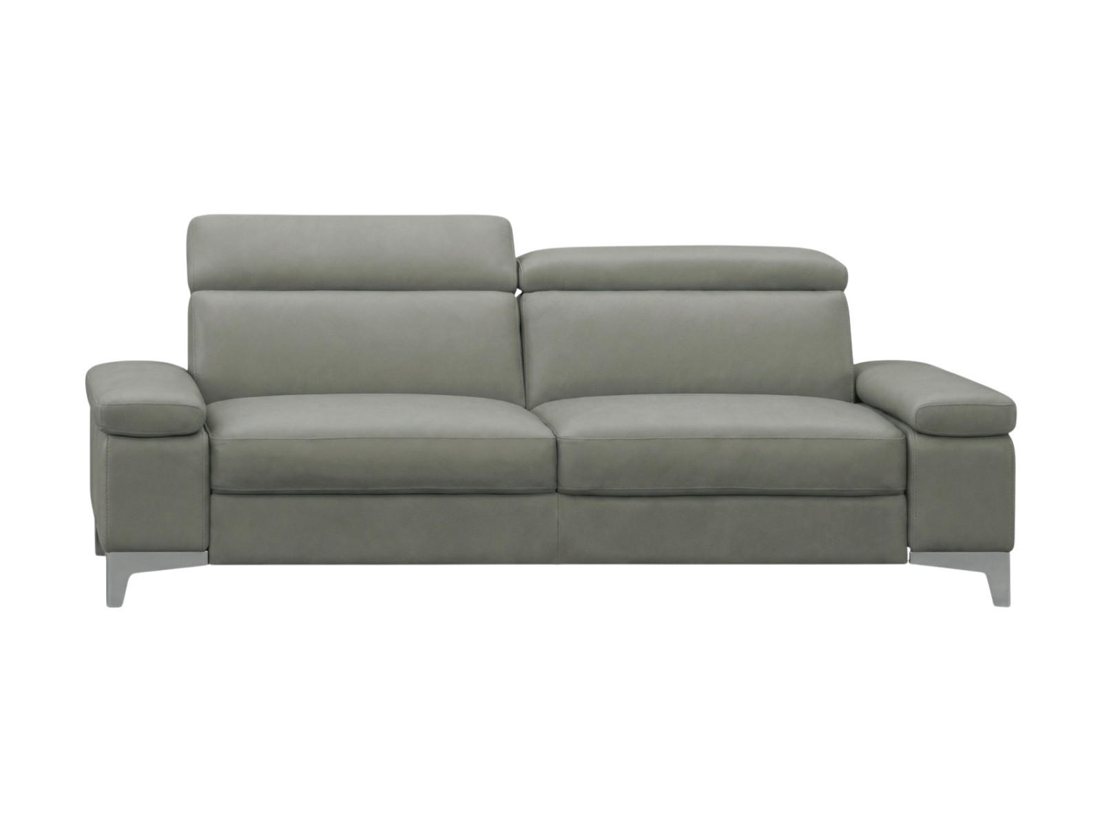 3-SITZER Sofa Talisman Echtleder Perlgrau - Hellgrau, Leder/Metall (216/80/100cm)