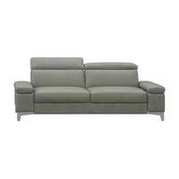 3-SITZER Sofa Talisman Echtleder Perlgrau - Hellgrau, Leder/Metall (216/80/100cm)