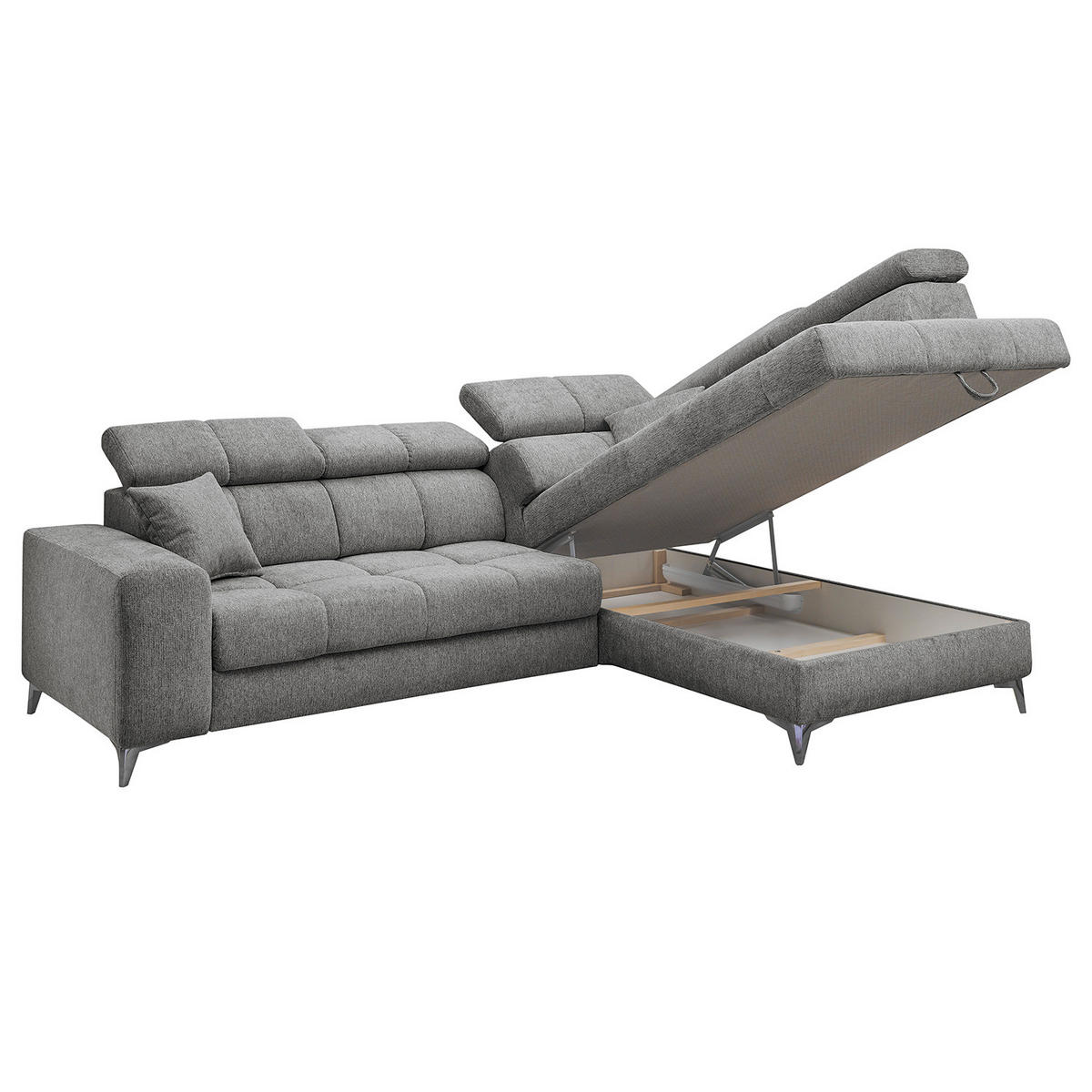 ECKSOFA mit Schlaffunktion - Webstoff - Anthrazit/Schwarz, Kunststoff/Textil (282/198cm) - home24