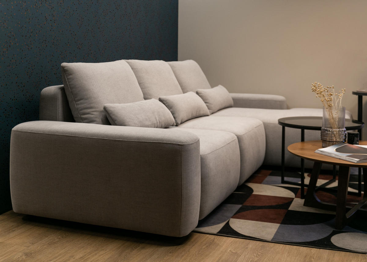 ECKSOFA Carnos Chenille-Bezug in Grau - Grau, Textil (264/162cm) - Selsey