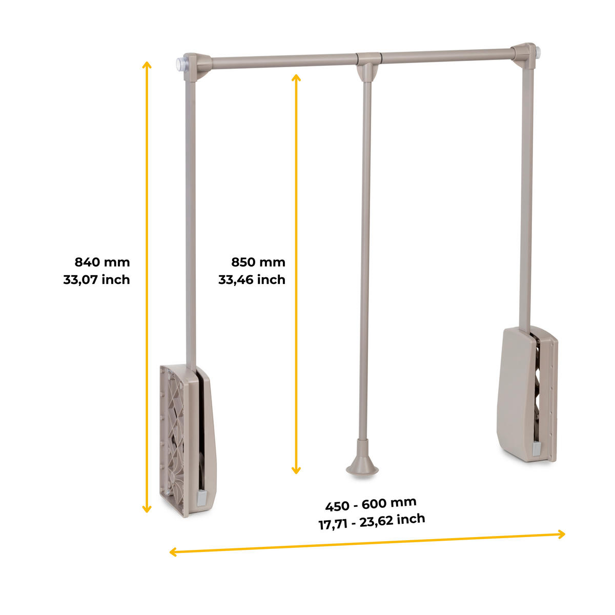KLEIDERLIFT für Garderoben Hang, 450 - 600, Bemalte Steinfarbe, Stahl und Kunststoff - Grau, Metall (60/85/14cm) - EMUCA