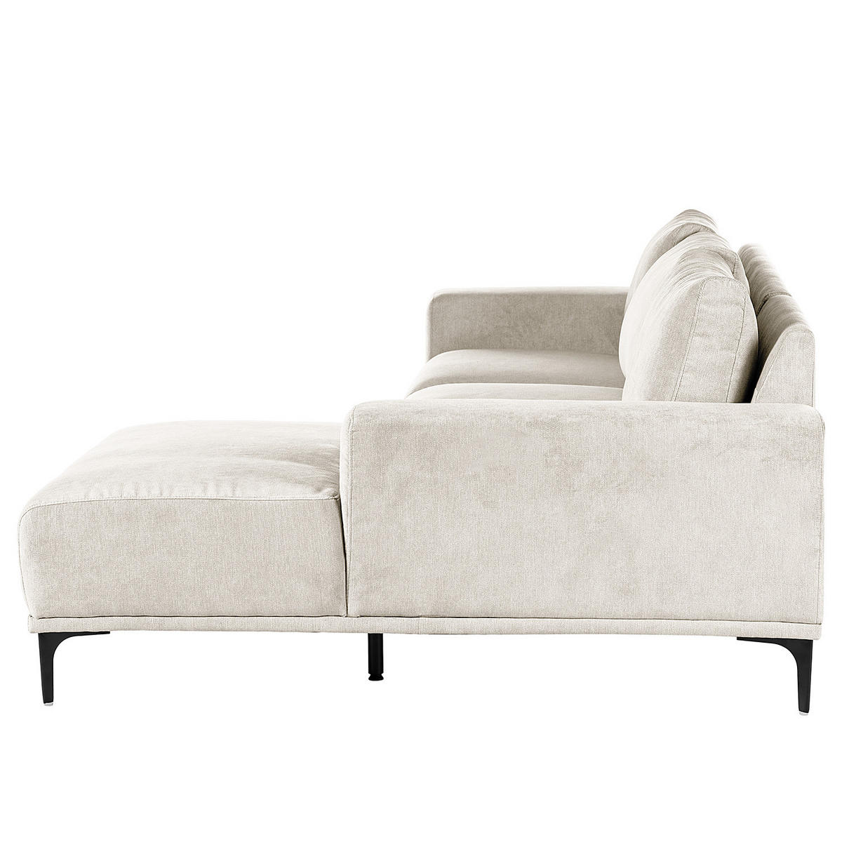 ECKSOFA - Sandfarben/Schwarz, Textil/Metall (244/150cm) - home24