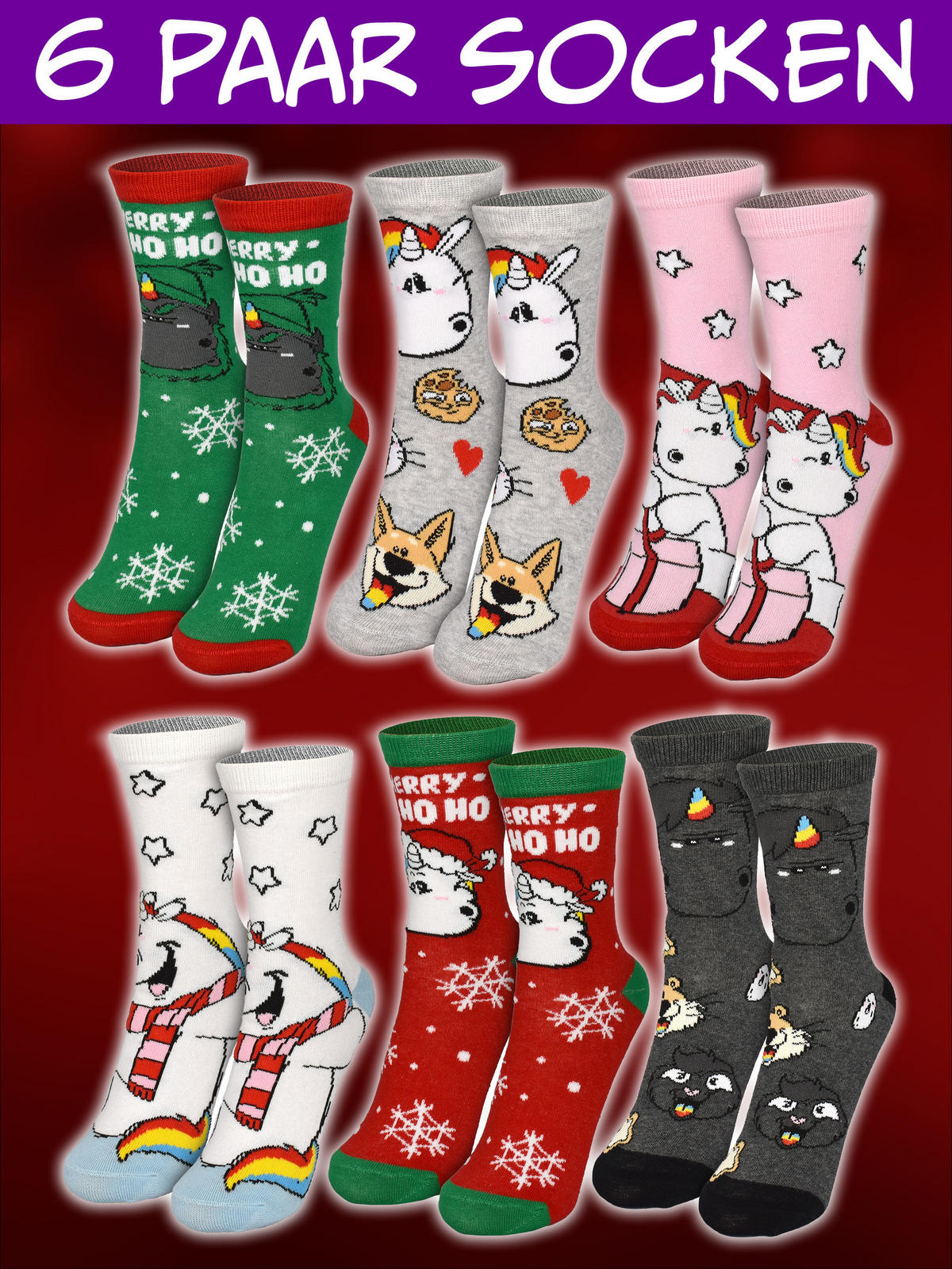 ADVENTSKALENDER Pummel & Friends Pummeleinhorn mit 12 Paar Socken Größe 35-41 - Multicolor, Textil (37/5/26.5cm) - United Labels