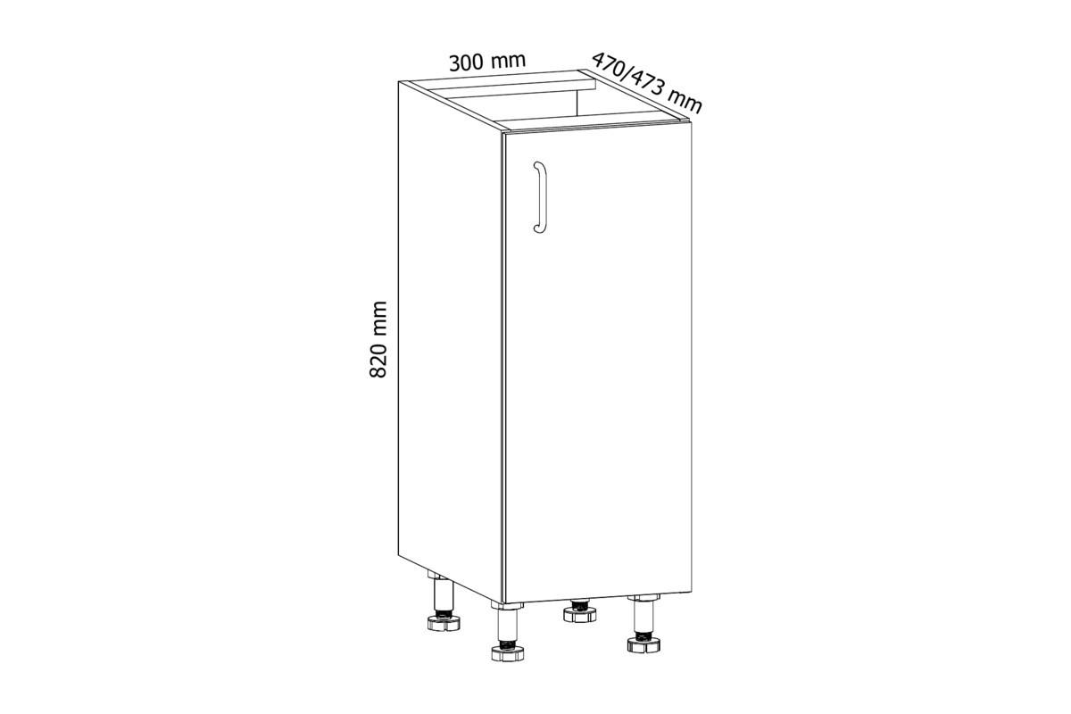 UNTERSCHRANK 30 cm – Velmora D30 P/L Grau/Hochglanz – Grau / Hochglanz / Links - Grau, Holzwerkstoff (30/82/47cm) - ROYAL24_MARKT