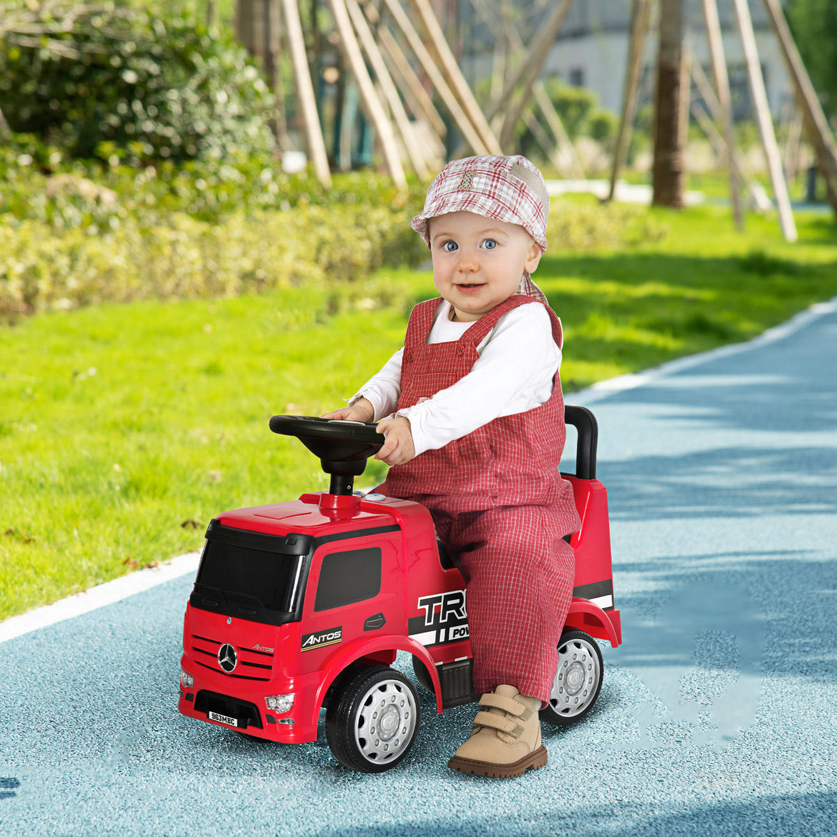 KINDER RUTSCHAUTO, Rot+Schwarz/Weiß+Schwarz, Metall+ PP-Kunststoff - Rot, Metall (62.5/28.5/45cm) - HOMCOM