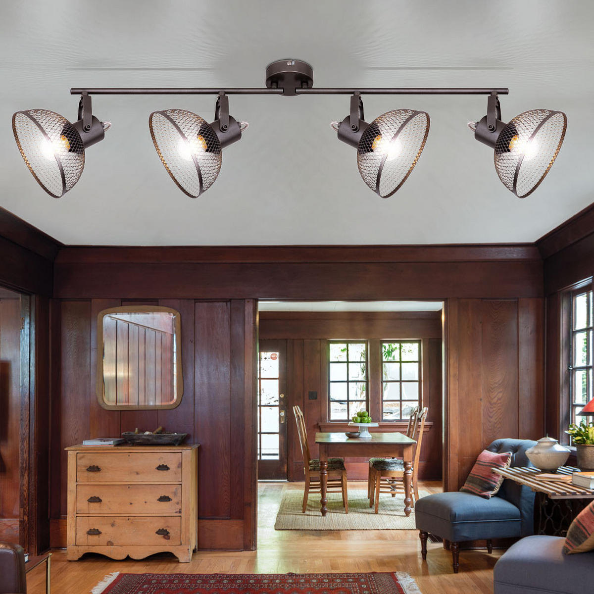 DECKENLEUCHTE MONIGA Anthrazit Geflecht - Anthrazit, Metall (93.6/16/20.8cm) - Globo Lighting