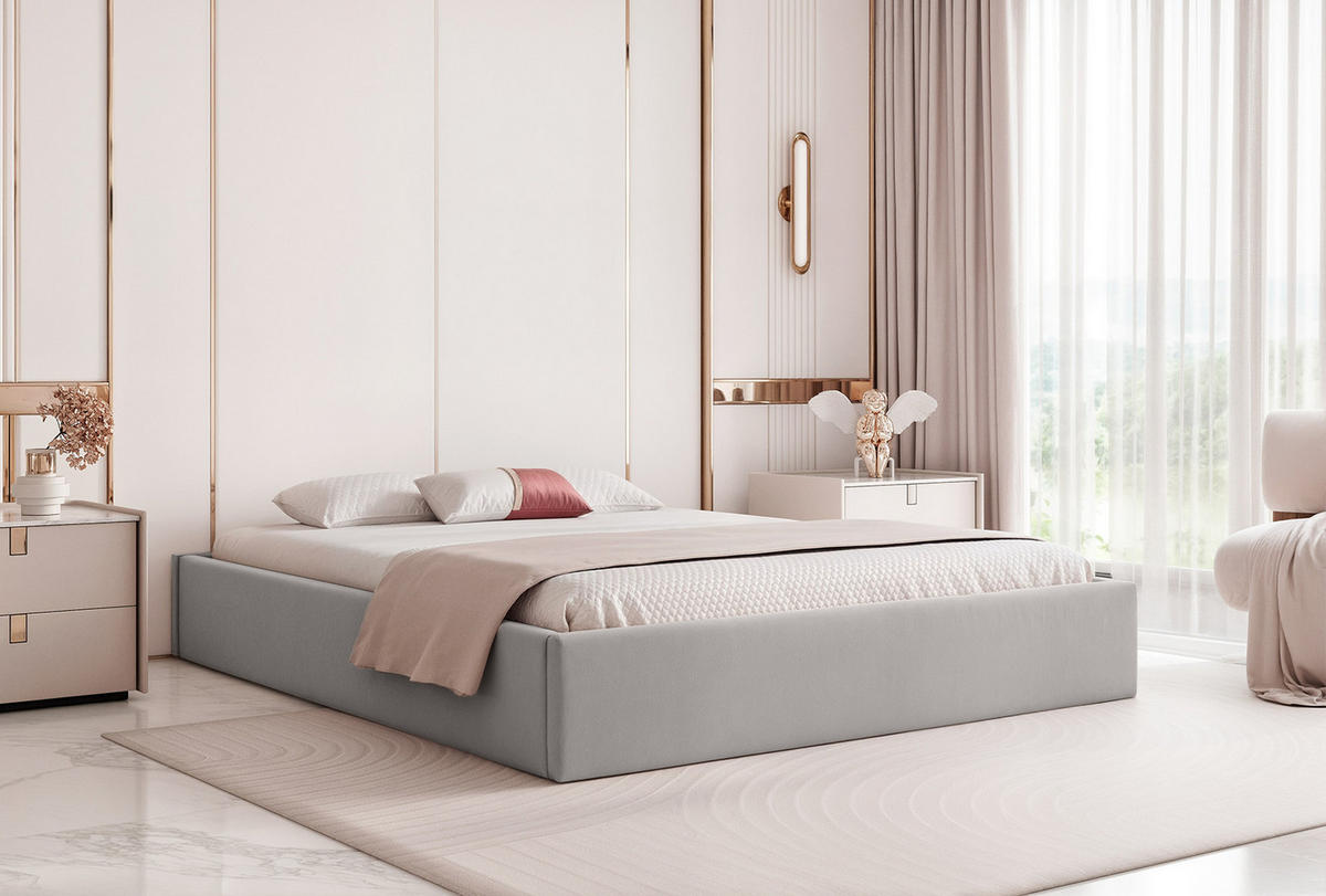 POLSTERBETT Casentico 200x200 cm, Grau - Grau, Textil (200/200cm) - Fedve