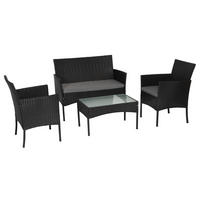 GARTENMÖBEL Cordoue Schwarz und Grau 4 Plätze - Schwarz, Metall - Happy Garden