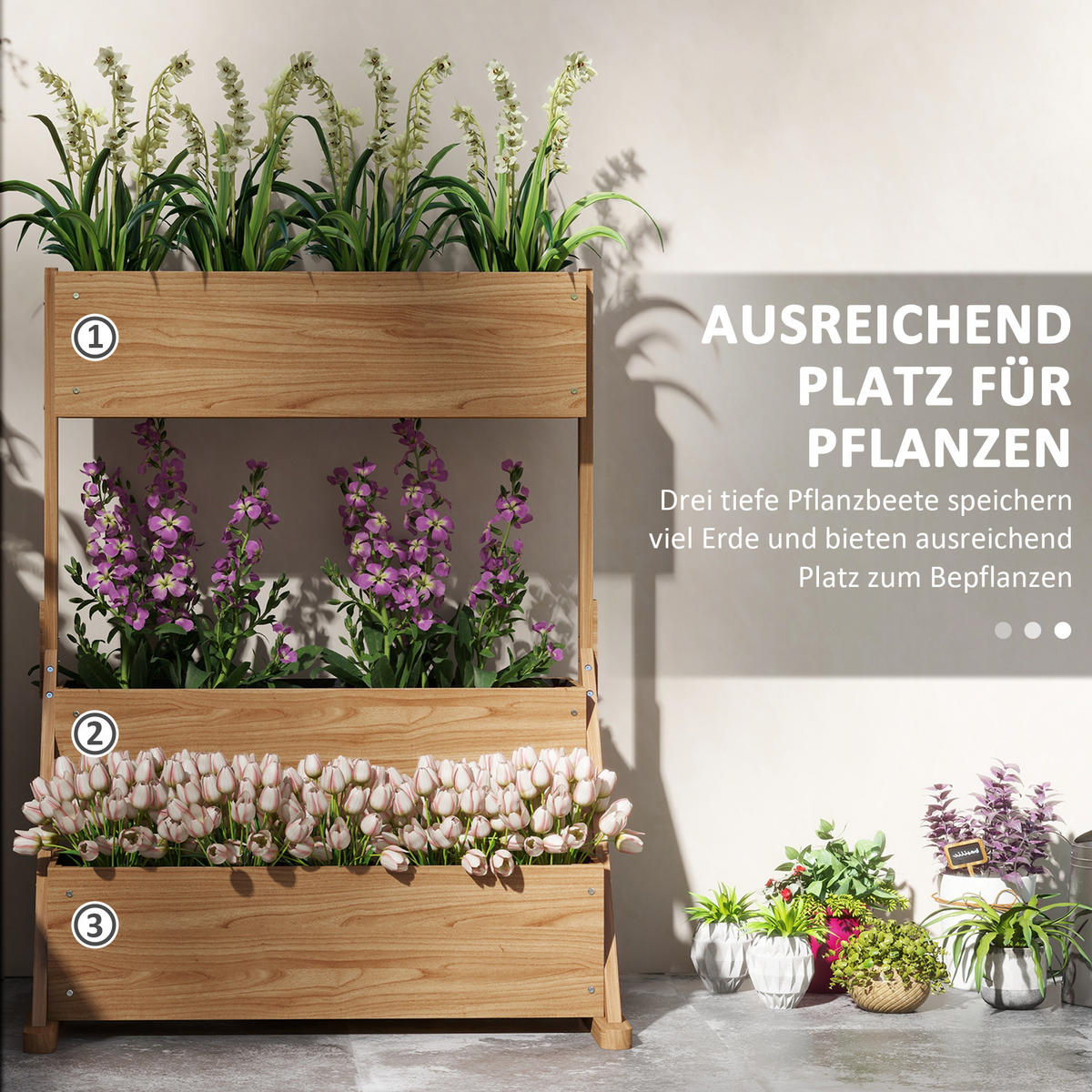 PFLANZBEETTREPPE, Naturfarben - Naturfarben, Holz (80/140/108cm) - Outsunny