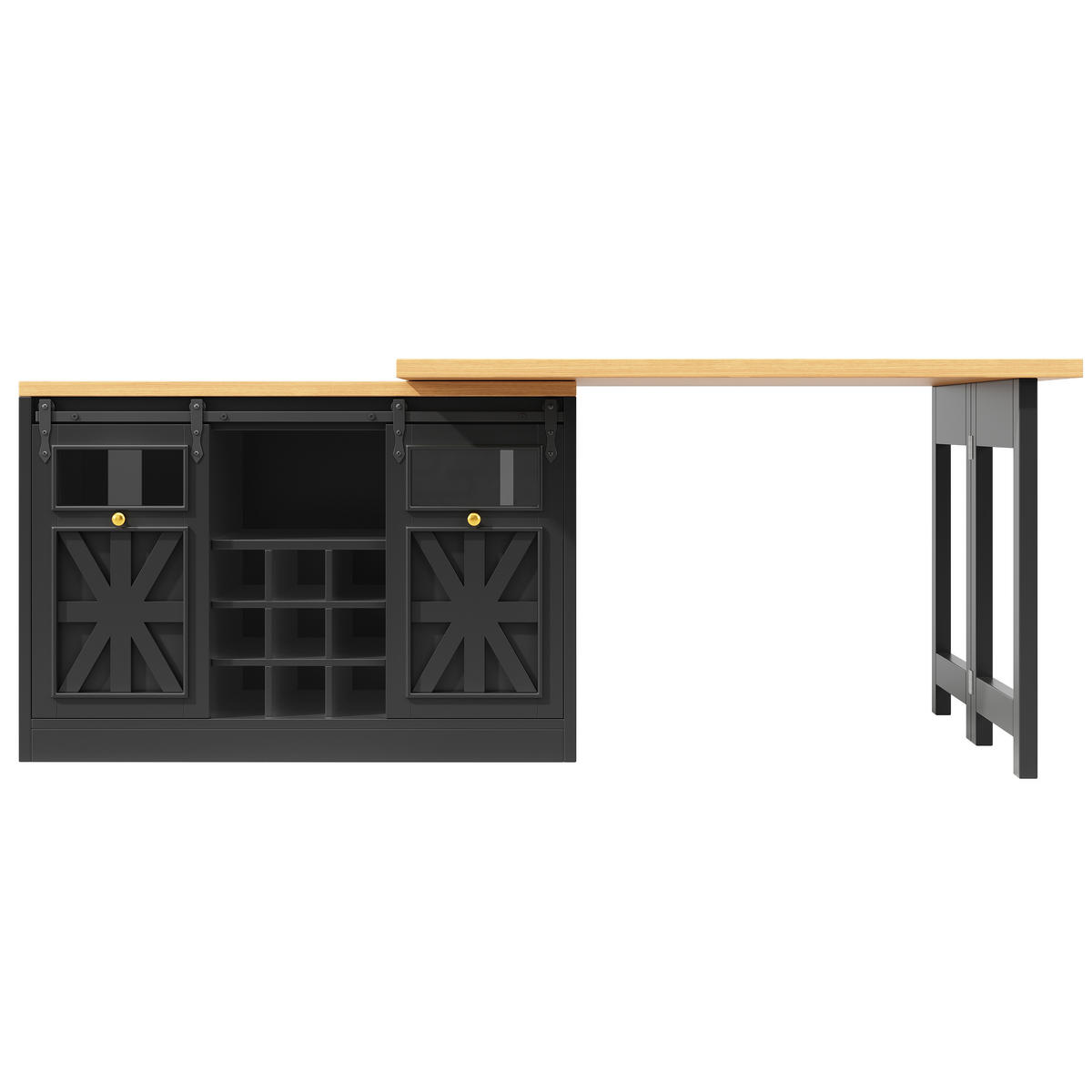 BARTISCH DE-38582 ausziehbar 120-197 cm 360° drehbar und RGB-LED Schwarz - Schwarz, Holzwerkstoff (40/120/72cm) - ComfortXL