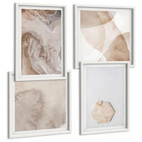 BILDER SET 4er Set - 50x50 cm & 40x60 cm Weißer Rahmen - Designabstraktion, Naturinspiration - Weiß, Kunststoff (50/50cm) - TULUP