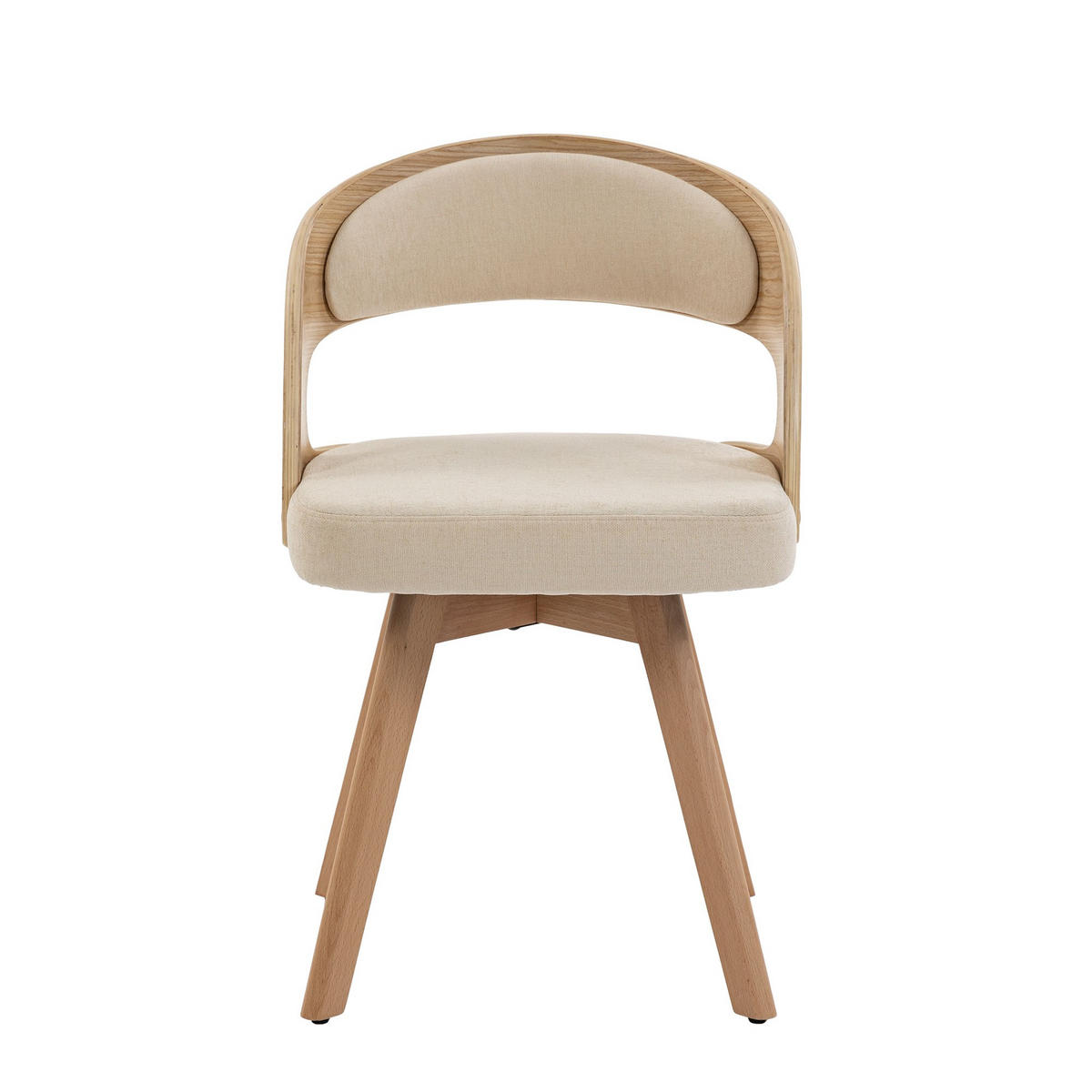 STUHL 2er-Set Esszimmerstuhl,360° drehbar,Massivholzrahmen,Leinenstoff,Beige - Beige, Holz (44/72/41cm) - LVHOM