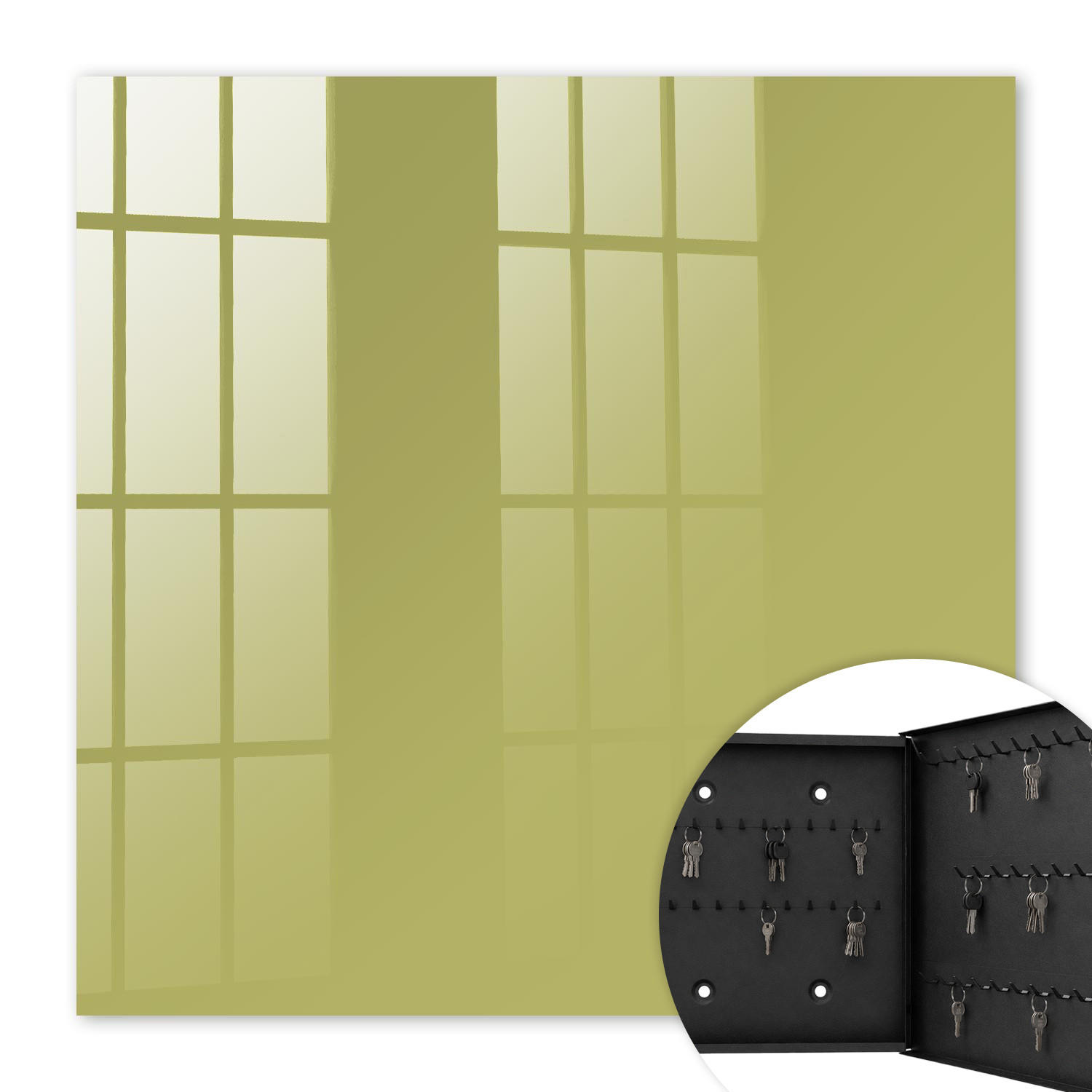 SCHLÜSSELBOX Schwarz 30x30 cm- Türöffnung nach rechts - Grüner Vintage-Stil - Grün, Metall (30/30/5cm) - TULUP