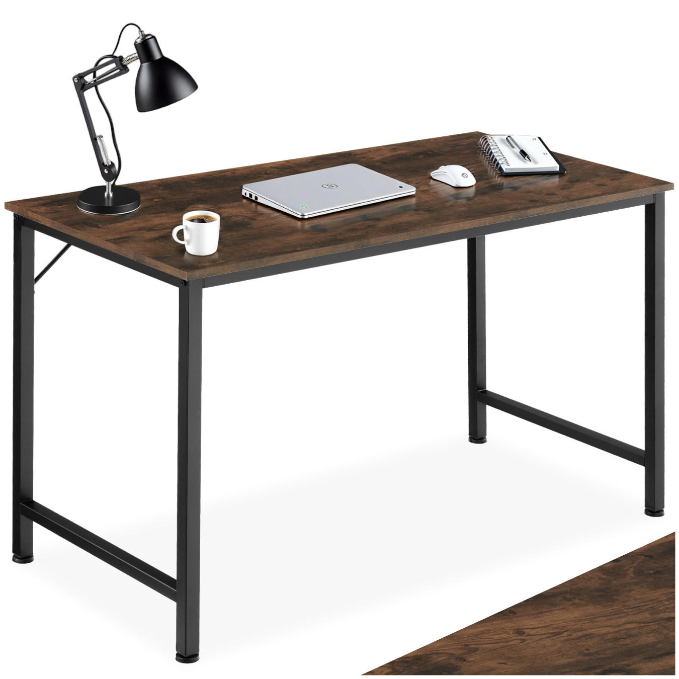 SCHREIBTISCH Jenkins, Höhe 75, 5 cm, Industrial Holz dunkel, rustikal - Rostfarben, Holzwerkstoff (60/140/75.5cm) - tectake